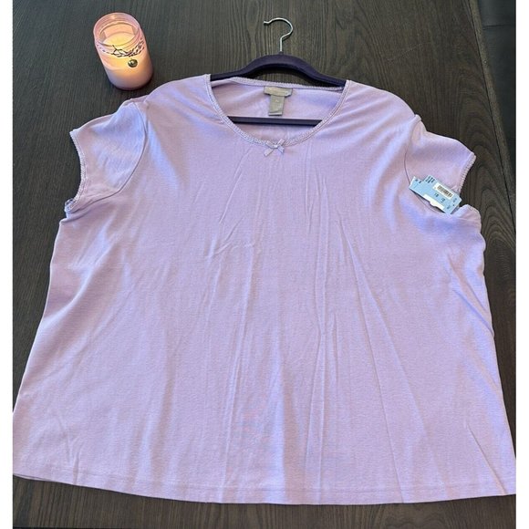 Nordstrom Intimates Capped Sleeve T-shirt Size 2X Lilac Petal 100% Cotton - Picture 1 of 8